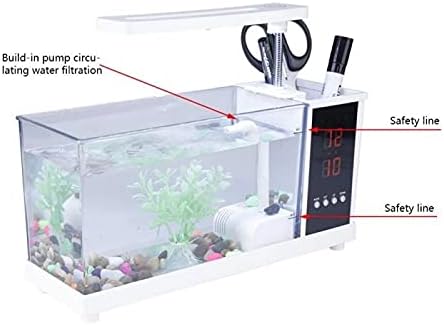 XJJZS Mini aquário aquário Aquário USB com tela LED LCD Tela e relógio de peixe aquário tanques de peixes