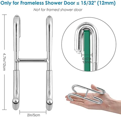 Squeegee de chuveiro de 12 polegadas, ganchos da porta do chuveiro, pacote de prata, 2 itens