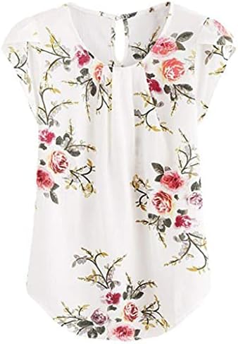 Mulheres PETA TAPLA BLUSH TOPS TOPS ELEGENTE PETITE TUNICA TUNIC FLORAL TEES FLORAL ROLOD ROLO