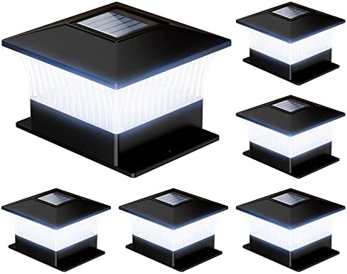 Luzes de tampa solar solar otdair 6 pacote, 6x6 5x5 4x4 Post Luzes solares, alto brilho SMD Iluminação