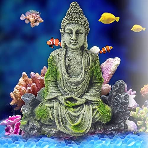 GXXMEI Aquário Buda Decorações de estátua Antigo Buda estátua Decoração da paisagem subaquática Hideaway Fish