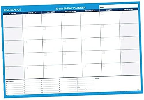 Planejador de parede/calendário, sem data, apagável, 30/60 dias, 36 x 24, pacote branco/azul .10