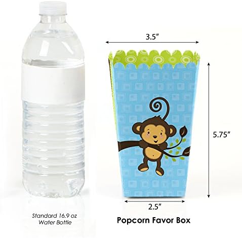 Blue Monkey Boy - Chá de bebê ou festa de aniversário favorita caixas de tratamento de pipoca - conjunto de 12