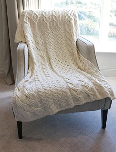 Irlanda Knit Blanket Supersoft Merino Wool Throt Feito na Irlanda 42 x 64