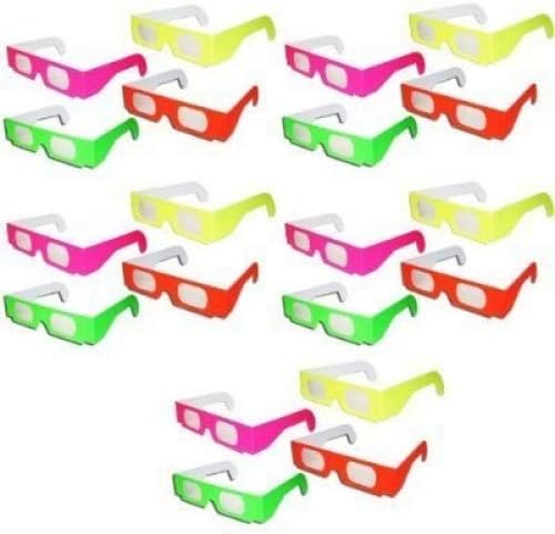 20 pares - óculos de fogos de artifício de difração de néon - para shows a laser, raves