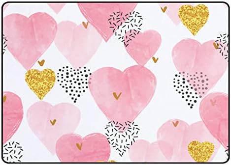 Tsingza tapete macio tapetes de área grande, corações de aquarela rosa confortável carpete interno, tapete de