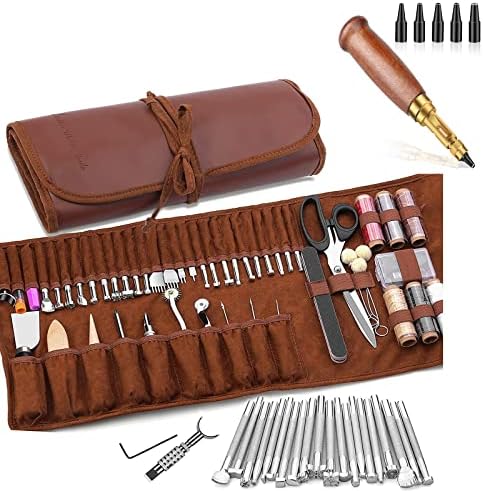 Kit de ferramentas de couro de ferramentas de couro de couro com bolsa de armazenamento personalizada Ferramentas