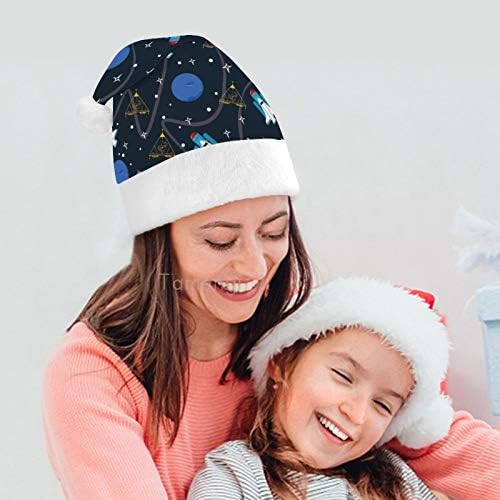 Chapéu de Papai Noel de Natal, Rocket Space Chat de férias de Natal para adultos, Hats de Natal Unisex