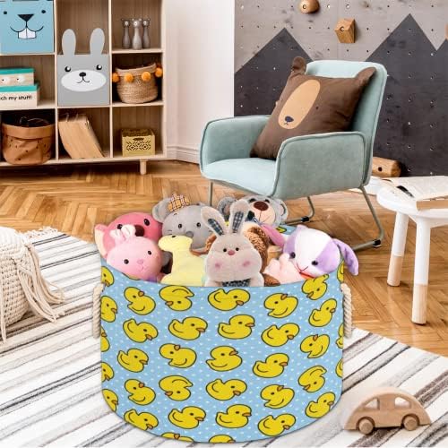Little Yellow Ducks grandes cestas redondas para cestas de lavanderia de armazenamento com alças