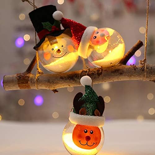 Koqwez33 Bola de árvore de Natal de Natal, ornamentos de bola pendurada de Natal, adorável led Papai Noel