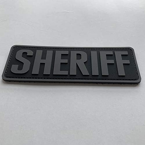 uuken sheriff colet patch big 6x2 polegadas subjugadas preto e cinza xerife de escritório patch para colar