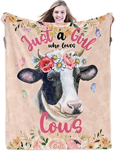 Apenas uma garota que adora cobertor de vacas para garotas de vaca de vaca cobertores Presentes para mulheres Plush