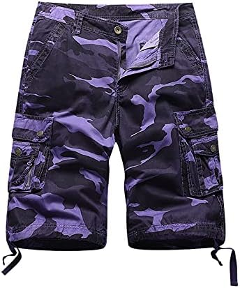 Shorts curtos para homens cargo camuflagem shorts masculinos bolsos impressos de várias calças multi