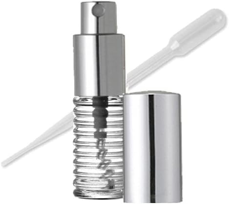 Grand Parfums Perfume Atomizer, garrafa de vidro em espiral, pulverizador de prata 1/4 oz 7,5ml