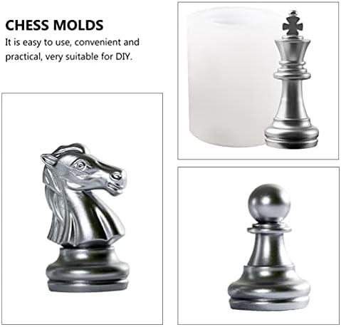 Sewacc 6pcs peça de xadrez Modelo de silicone molde molde 3d Sabão vela de gelo cuba de argila doces de