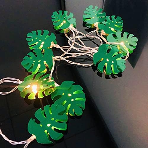 Luzes de palmeira tropical Luzes de corda LED Coer Wire Light Green Monstera Folhas de Fada