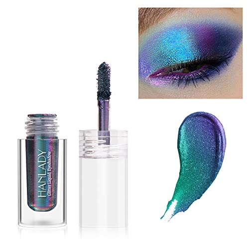 Hanlady Chameleon Eyeshadow Liquid Glitter Eye Makeup, Glitter Eyeshadow Intense Color Shifting Longo,