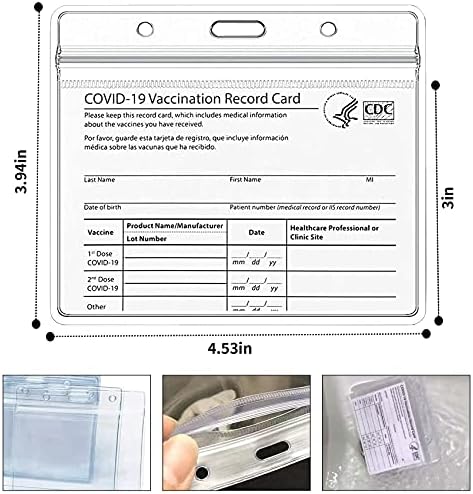 CDC Vaccine Card Protector 4 x 3 polegadas Registro de imunização Cartões de vacinação do suporte de