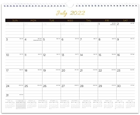 Calendário 2023-2024: Calendário mensal de parede com data juliana, férias importantes, papel grosso, encadernação