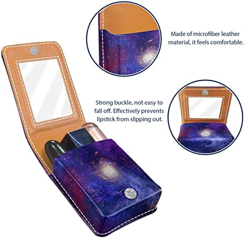 Case de batom de oryuekan com espelho bolsa de cosméticos portátil fofa, bolsa de cosméticos, universo