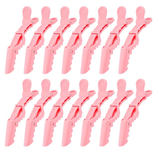 Ondder 14 Pacote de cabelos jacarés rosa clipes para denominar clipes de cabelo de salão de salão