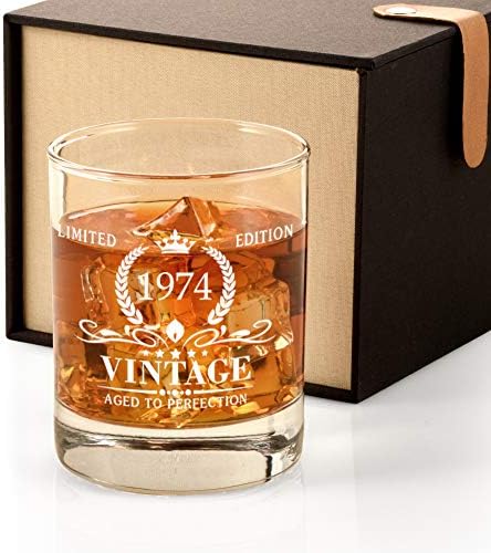 Triwol 1974 Presentes de aniversário de 49 anos para homens, Glass de uísque vintage 49 presentes de aniversário