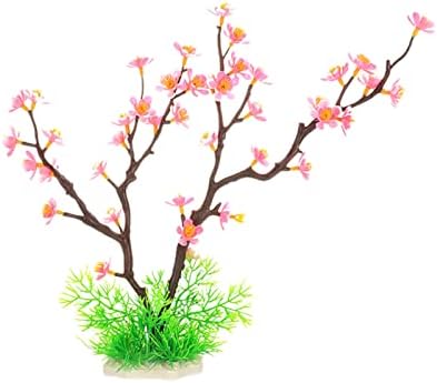 Decoração de paisagismo de peixes Plum Flum Flor Artificial Grass Aquarium Ornamentos para rosa do escritório