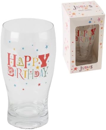 Pinte Personnalisée feliz aniversário verre à bière dans une boîte -cadeau motf Étoiles et Grelots de Soleil -Gravé Avec Votre propre mensagem