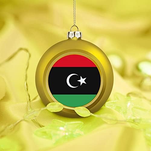 Ornamentos da bola da Líbia, ornamento de bola de natal da bandeira das nações, ornamentos de plástico