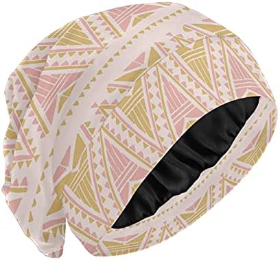Skull Cap boné Sleep Work Hat girndia para mulheres listradas boêmia rosa Triângulo de ouro geométrico Cap de cabeceira