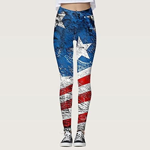 American Flag 4 de julho Leggings de altas calças de cintura alta as calças do Dia