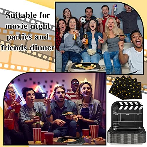 100 PCS Movie Night Take Party Supplies serve 50, pratos noturnos de cinema e guardanapos defes