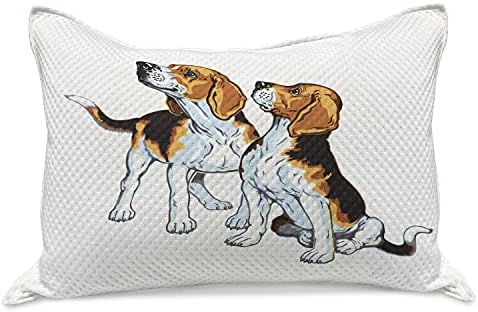 Ambesonne Beagle malha de colcha de travesseiros, gráfico colorido ilustrado 2 aroma de aroma de cento