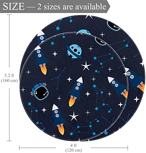 Llnsupply Kids Rug 4 pés grandes tapetes de área redonda para meninos meninos bebê - foguetes de constelação