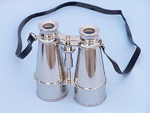 Binocular de latão | Binocular náutico | Binocular com caixa de couro | Binocular de latão antigo |