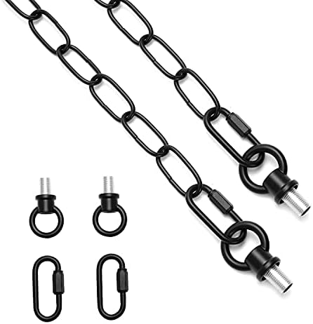 Cadeia de luminária de metal preto Kighsin 71 '', corrente ajustável com travas de conexão e