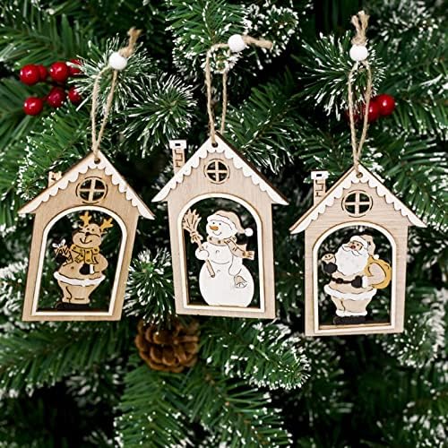 Ornamentos de árvore de Natal pendente decoração de natal signo sinal de madeira hollow wood letre