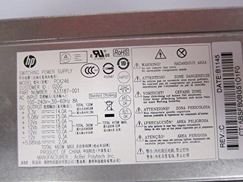 HP PSU 460W BORDEAUX-C (ativo PF, 633187-001