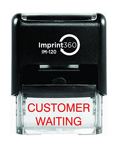 Supply360 AS-IMP1056-Esperando do cliente, carimbo de borracha para auto-alvo comércio de serviço pesado, tinta vermelha, 9/16 x 1-1/2 tamanho de impressão, laser gravado para impressão limpa e precisa