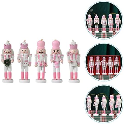 Didiseaon 5pcs natal de madeira quebra -nozes Soldado rosa Soldado de nozes Figuras da boneca