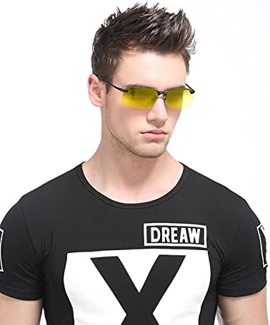Visão noturna Dexlary Drivante óculos anti -brilho polarizado UV400 Óculos de sol para homens Amarelo