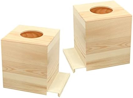 Capa de caixa de lenços quadrados de madeira de 2 pacote para artesanato inacabado de madeira de madeira
