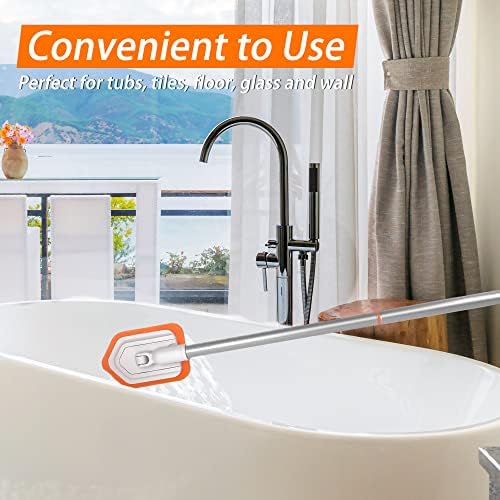 Lavador de chuveiro para limpeza com alça longa - dolanx 2 polegada 1 banheira e escova de ladrilhos