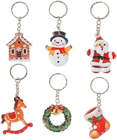PretyZoom 6pcs Chaves de Natal Papai Noel Chairton Keychains boneco de neve do boneco de neve theto