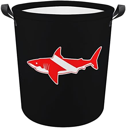 Tubarão silhueta mergulhadora cesta de lavanderia dobrável lavanderia cesto de lavanderia saco
