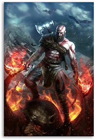 UWW Kratos God War Video Video Game Poster Decorativo Pintura Canvas Arte da parede Posters de