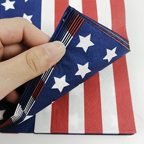 Cieovo 80 peças American Flag Patriótico Disponível Disponível Disponível, guardanapos de coquetel do Dia