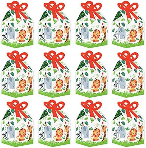 Big Dot of Happiness Jungle Party Animals - Square Favor Gift Boxes - Safari Zoo Animal Birthday Party ou Baby