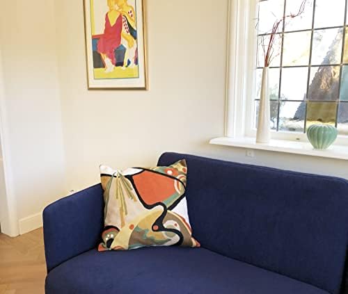 Caxemira projeta Kandinsky Modern Pillow Tampa - Fluxo | Almofadas abstratas de laranja | Almofada de cadeira