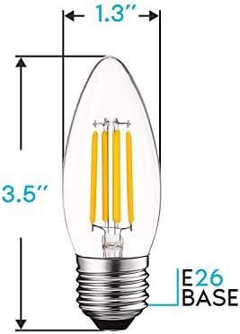 Luxrite 5W Vintage E26 Candelabra lâmpadas LED 60W Equivalente, 550 lúmens, 2700k Branca branca quente, lâmpada